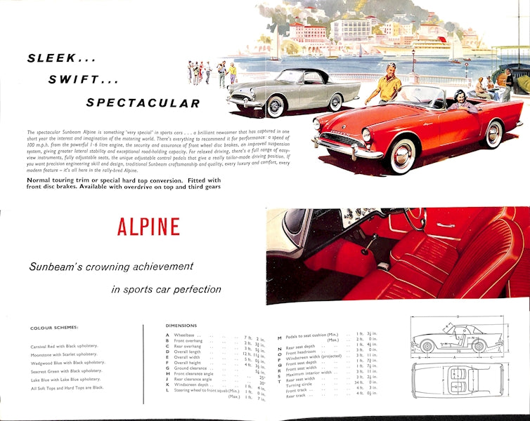 Sunbeam Alpine Series 2 Car Sales Brochure 756 H 1961 image 2
