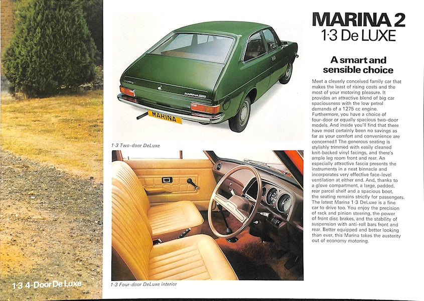 Morris Marina 2 Car Sales Brochure 3160 1977 image 2