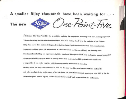 Riley 1.5 Foldout Car Sales Brochure, #D672 1957 image 1