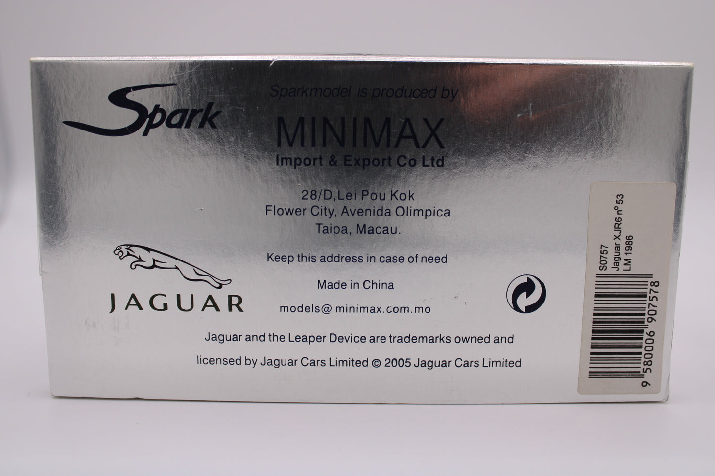 Jaguar XJR 6 "Silk Cut" #53 - Le Mans 1986 - Spark S0757 - 1/43 Scale Model