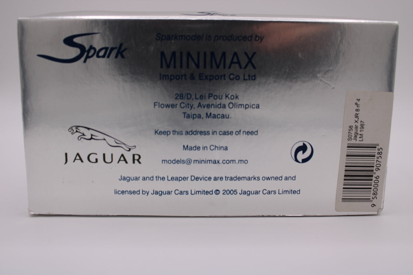 Jaguar XJR 8 "Silk Cut" #4 - Le Mans 1987 - Spark S0758 - 1/43 Scale Model
